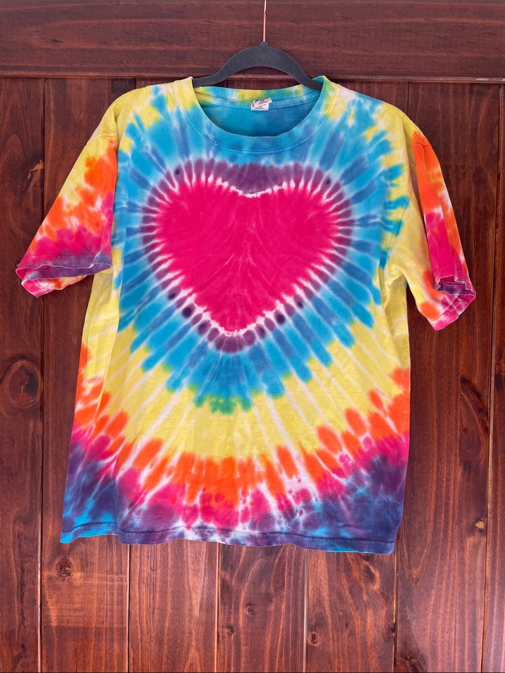 Sundog Hand-Dyed Tie-Dye Heart Graphic Tee - Multicolor Short Sleeve SzM
